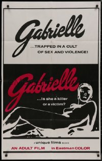 8w0924 GABRIELLE 1sh 1970 trapped in a cult of sex and violence, different sexy artwork!