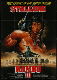 8w0165 RAMBO III German 2p 1988 Sylvester Stallone returns as John Rambo, best Renato Casaro art!