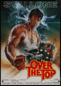 8w0179 OVER THE TOP German 33x47 1987 pro arm-wrestler Sylvester Stallone, artwork by Casaro!