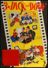 8w0182 3X DICK UND DOOF German 1950s cool different art, Laurel and Hardy compilation!