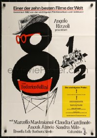 8w0183 8 1/2 German R1982 Fellini classic, Marcello Mastroianni & Claudia Cardinale, different!