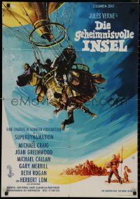 8w0238 MYSTERIOUS ISLAND German 1961 Ray Harryhausen, Jules Verne sci-fi, cool balloon art!