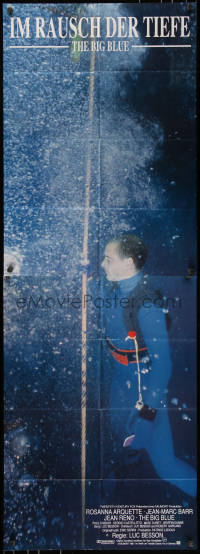 8w0262 BIG BLUE German 23x67 1988 Luc Besson's Le Grand Bleu, different underwater image!