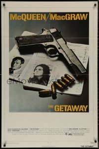 8w0927 GETAWAY 1sh 1972 Steve McQueen, McGraw, Sam Peckinpah, cool gun & passports image!
