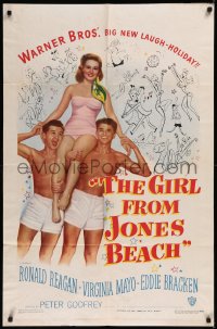 8w0932 GIRL FROM JONES BEACH 1sh 1949 Ronald Reagan, Eddie Bracken & sexy Virginia Mayo!