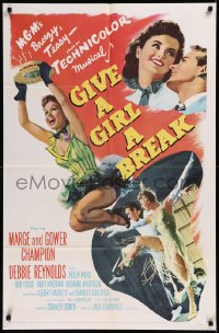8w0933 GIVE A GIRL A BREAK 1sh 1953 Marge & Gower Champion dancing, Debbie Reynolds, Stanley Donen!