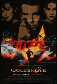 8w0936 GOLDENEYE 1sh 1995 cast image of Pierce Brosnan as Bond, Isabella Scorupco, Famke Janssen!