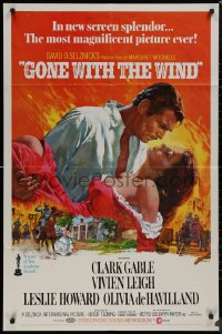 8w0939 GONE WITH THE WIND 1sh R1970 Terpning art of Gable & Leigh over Burning Atlanta!