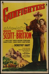8w0951 GUNFIGHTERS 1sh R1953 Randolph Scott & Barbara Britton in Zane Grey's great romance of the West!