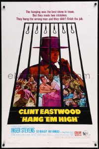 8w0954 HANG 'EM HIGH 1sh 1968 Clint Eastwood, they hung the wrong man, cool art by Kossin!