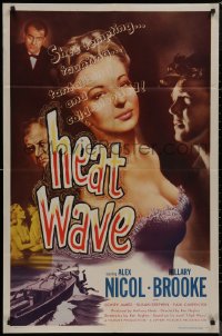 8w0960 HEAT WAVE 1sh 1954 artwork of HOT tempting taunting bad girl Hillary Brooke!
