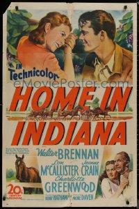 8w0969 HOME IN INDIANA 1sh 1944 sexy Jeanne Crain, Lon McCallister, Walter Brennan