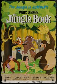 8w0997 JUNGLE BOOK 1sh 1967 Walt Disney cartoon classic, great image of Mowgli & friends!
