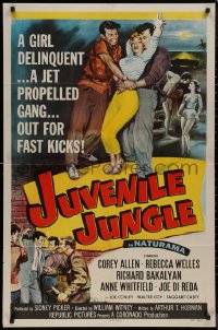 8w1001 JUVENILE JUNGLE 1sh 1958 a girl delinquent & a jet propelled gang out for fast kicks!