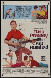 8w1003 KID GALAHAD 1sh 1962 art of Elvis Presley singing with guitar, boxing & romancing!