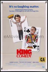 8w1007 KING OF COMEDY int'l 1sh 1983 Robert DeNiro, Martin Scorsese, Jerry Lewis, cool playing card art!