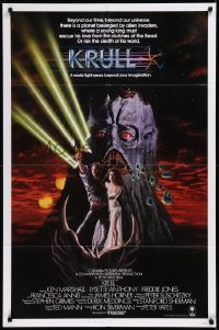 8w1011 KRULL int'l 1sh 1983 sci-fi fantasy art of Ken Marshall & Lysette Anthony in monster's hand!