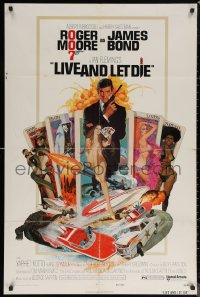 8w1032 LIVE & LET DIE West Hemi 1sh 1973 Robert McGinnis art of Roger Moore as James Bond!