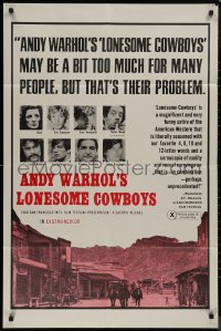 8w1036 LONESOME COWBOYS 1sh 1968 Joe Dallesandro in Andy Warhol surreal western, may be too much!