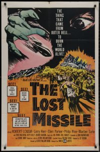 8w1039 LOST MISSILE 1sh 1958 horror of horrors from outer Hell comes to burn the world alive!