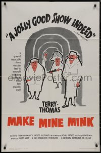 8w1052 MAKE MINE MINK 1sh 1961 sexy artwork of Terry-Thomas stealing woman's clothes!