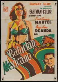 8w0150 BATACLAN MEXICANO export Mexican poster 1956 waist high art of sexy Christiane Martel!