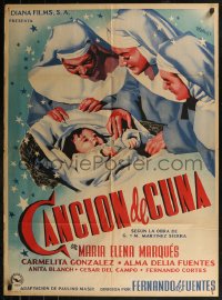 8w0133 CANCION DE CUNA Mexican poster 1953 artwork of three nuns with baby by Josep Renau!