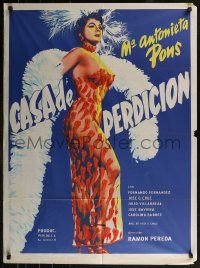 8w0134 CASA DE PERDICION Mexican poster 1956 sexy Maria Antonieta Pons in see-through pepper dress!