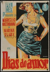 8w0153 DAYS OF LOVE export Mexican poster 1954 great art of sexiest Marina Vlady by Jeba Pucitef!