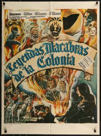 8w0140 LEYENDAS MACABRAS DE LA COLONIA Mexican poster 1974 cool horror art of masked wrestlers!