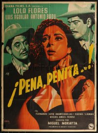 8w0142 PENA, PENITA, PENA Mexican poster 1953 art of sexy gypsy Lola Flores & lovers by Josep Renau!