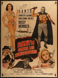 8w0144 SANTO CONTRA LOS SECUESTRADORES Mexican poster 1972 art of the famous masked wrestler!