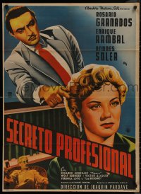 8w0146 SECRETO PROFESIONAL Mexican poster 1955 art of man on witness stand pointing accusing finger!
