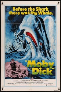 8w1077 MOBY DICK 1sh R1976 John Huston, Peck, before Jaws there was the whale, great art!