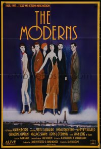 8w1078 MODERNS 1sh 1988 Alan Rudolph, cool artwork of trendy 1920's people by star Keith Carradine!