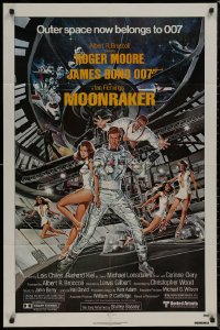 8w1083 MOONRAKER 1sh 1979 art of Roger Moore as James Bond & sexy ladies by Goozee!