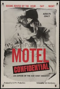 8w1085 MOTEL CONFIDENTIAL 1sh 1967 the hot sheet industry, rooms by the hour, day, or night!