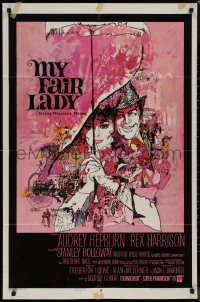 8w1091 MY FAIR LADY 1sh 1964 classic art of Audrey Hepburn & Rex Harrison by Bob Peak!
