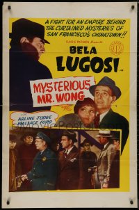 8w1094 MYSTERIOUS MR WONG 1sh R1950 Bela Lugosi in mysteries of San Francisco's Chinatown!