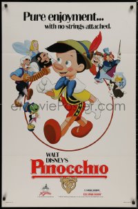 8w1135 PINOCCHIO 1sh R1984 Disney classic cartoon about wooden boy who wants to be real!