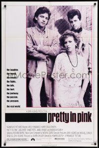 8w1145 PRETTY IN PINK 1sh 1986 great portrait of Molly Ringwald, Andrew McCarthy & Jon Cryer!