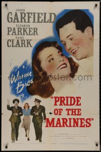 8w1146 PRIDE OF THE MARINES 1sh 1945 Eleanor Parker between John Garfield & Dane Clark!