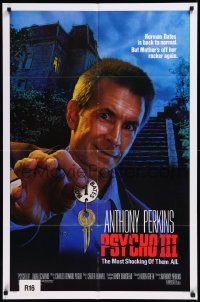 8w1148 PSYCHO III 1sh 1986 Anthony Perkins as Norman Bates, cool image of the house!
