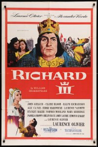8w1167 RICHARD III 1sh 1956 Laurence Olivier as director and in title role!