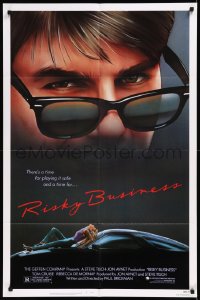 8w1172 RISKY BUSINESS 1sh 1983 classic c/u art of Tom Cruise in cool shades by Drew Struzan!