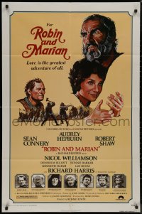 8w1175 ROBIN & MARIAN 1sh 1976 Sheriff Robert Shaw, Sean Connery & Audrey Hepburn by Drew Struzan!