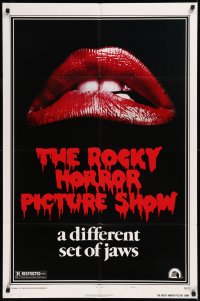 8w1185 ROCKY HORROR PICTURE SHOW style A 1sh 1975 c/u lips image, a different set of jaws!