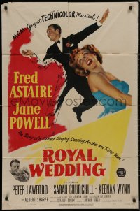 8w1189 ROYAL WEDDING 1sh 1951 great image of dancing Fred Astaire & sexy Jane Powell!