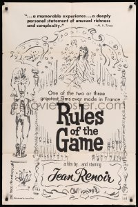 8w1190 RULES OF THE GAME 1sh R1960s Jean Renoir's classic Le regle du jeu, Nora Gregor, Dubost