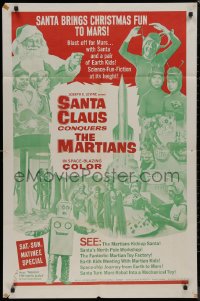 8w1194 SANTA CLAUS CONQUERS THE MARTIANS 1sh 1964 wacky fantasy, aliens, robots!